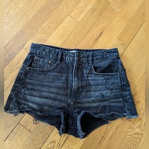 Zara denim black shorts ripped, size 4
